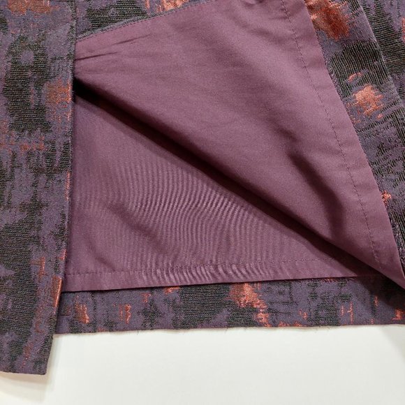 Lord & Taylor Metallic Plum Purple Black Print Pencil Skirt - Size 6 - Picture 5 of 6